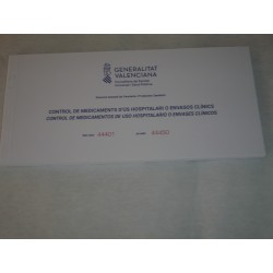 Talonario recetas medicamentos uso hospitalario o envases clínicos Nº TH-A-90601 al Nº TH-A90650