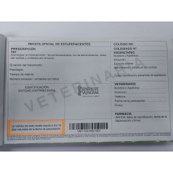 Talonario recetas estupefacientes para recetar al cliente nº VET120140208.
